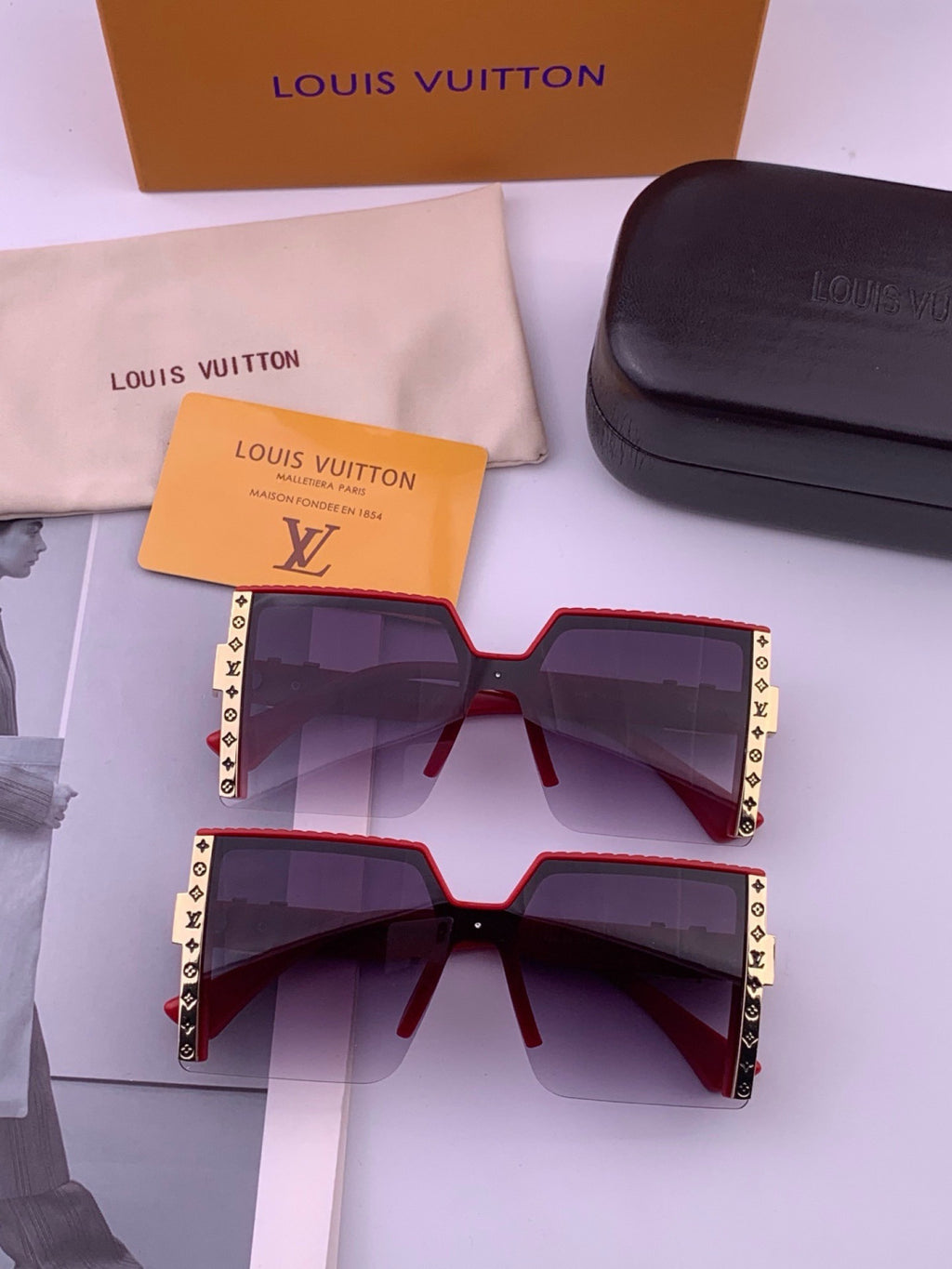 Louis Vuitton L6149 Square Black Lens Sunglasses for Men & Women - detail image 8