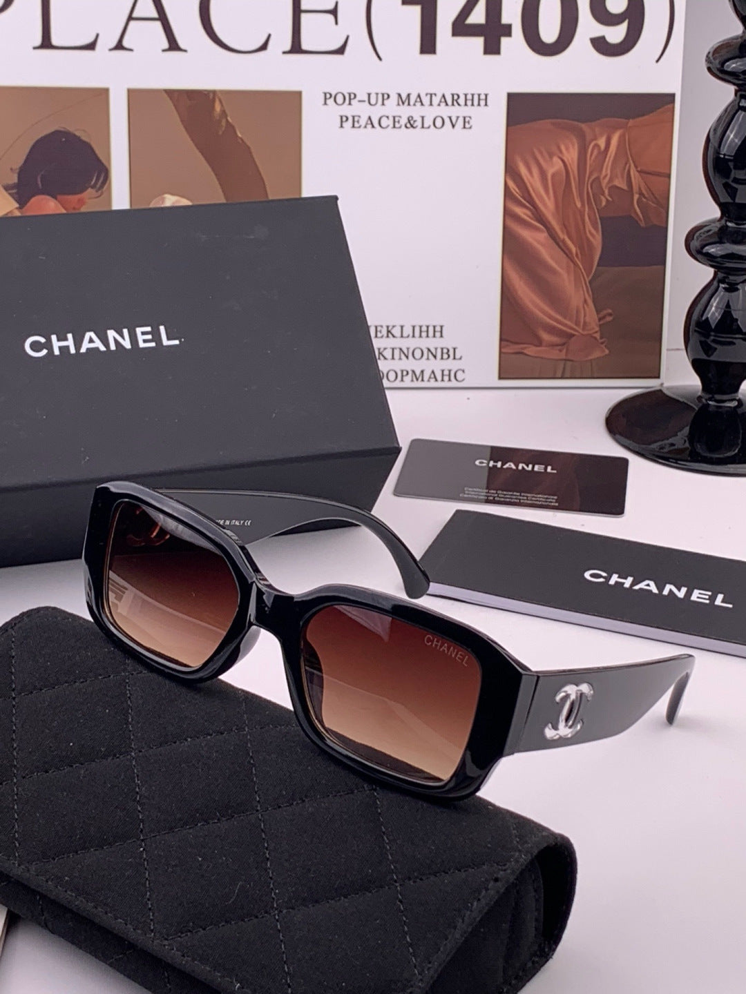 Chanel CH76910 Square Black Lens Sunglasses for Men & Women - 486581 - detail image 2
