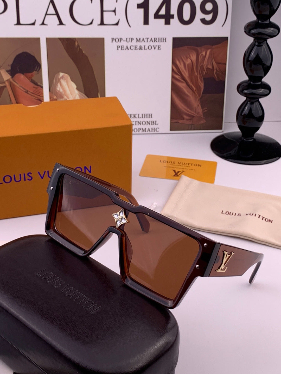 Louis Vuitton L7600 Square Black Lens Sunglasses for Women - 486173 - detail image 2