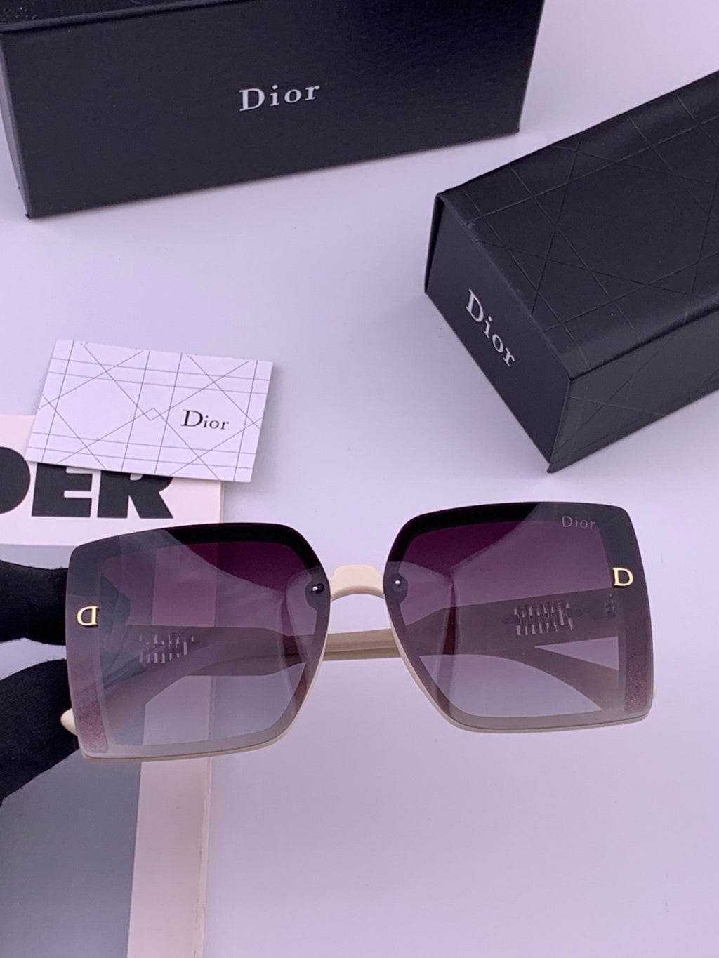 Dior D5290 Polarized Square Black Lens Sunglasses for Men & Women