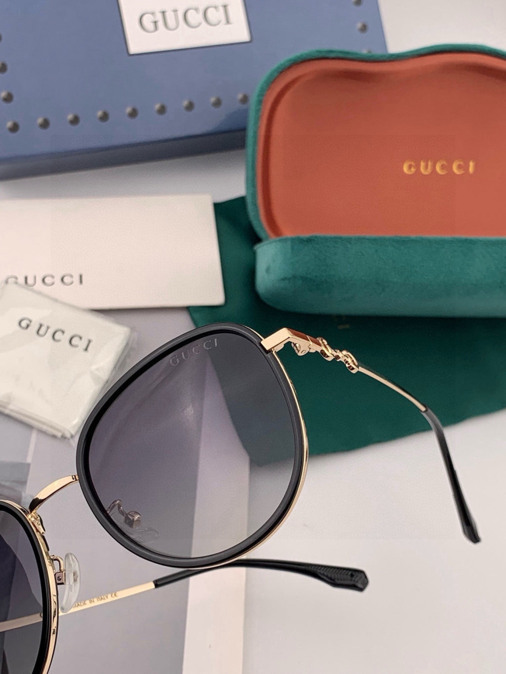Gucci G2211 Round Red Lens Sunglasses for Men & Women - detail image 2