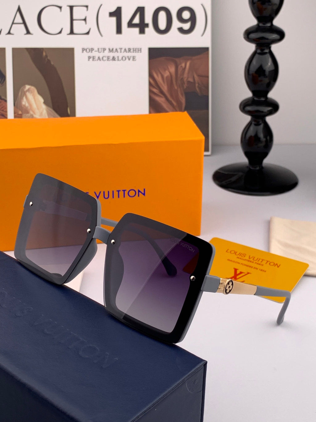 Louis Vuitton L2711 Polarized Square Red Lens Sunglasses for Men & Women - detail image 5