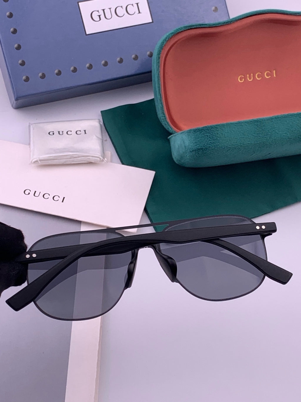 Gucci G2807 Polarized Aviator Black Lens Sunglasses for Men - detail image 7