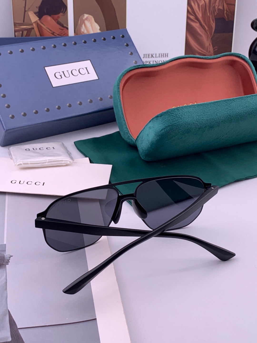Gucci G2807 Polarized Aviator Gold Lens Sunglasses for Men - detail image 7