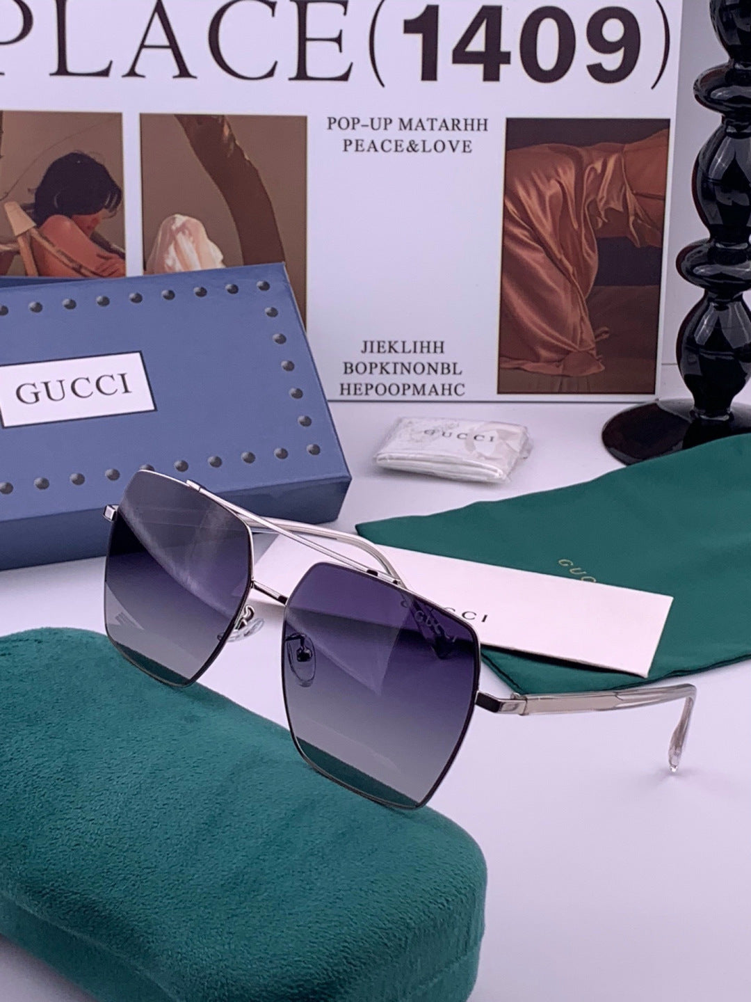 Gucci G5803 Polarized Aviator Black Lens Sunglasses for Men - detail image 2