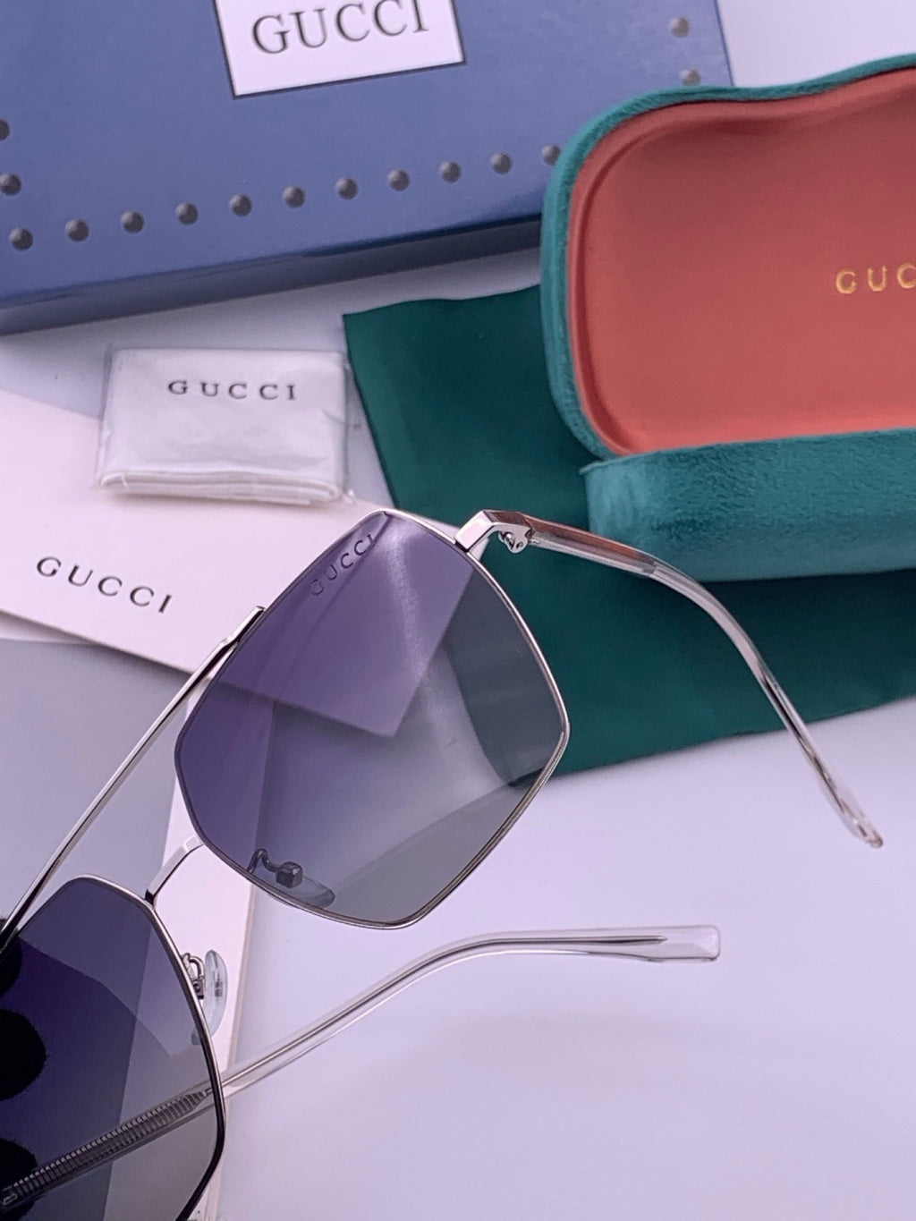Gucci G5803 Polarized Aviator Black Lens Sunglasses for Men - detail image 3