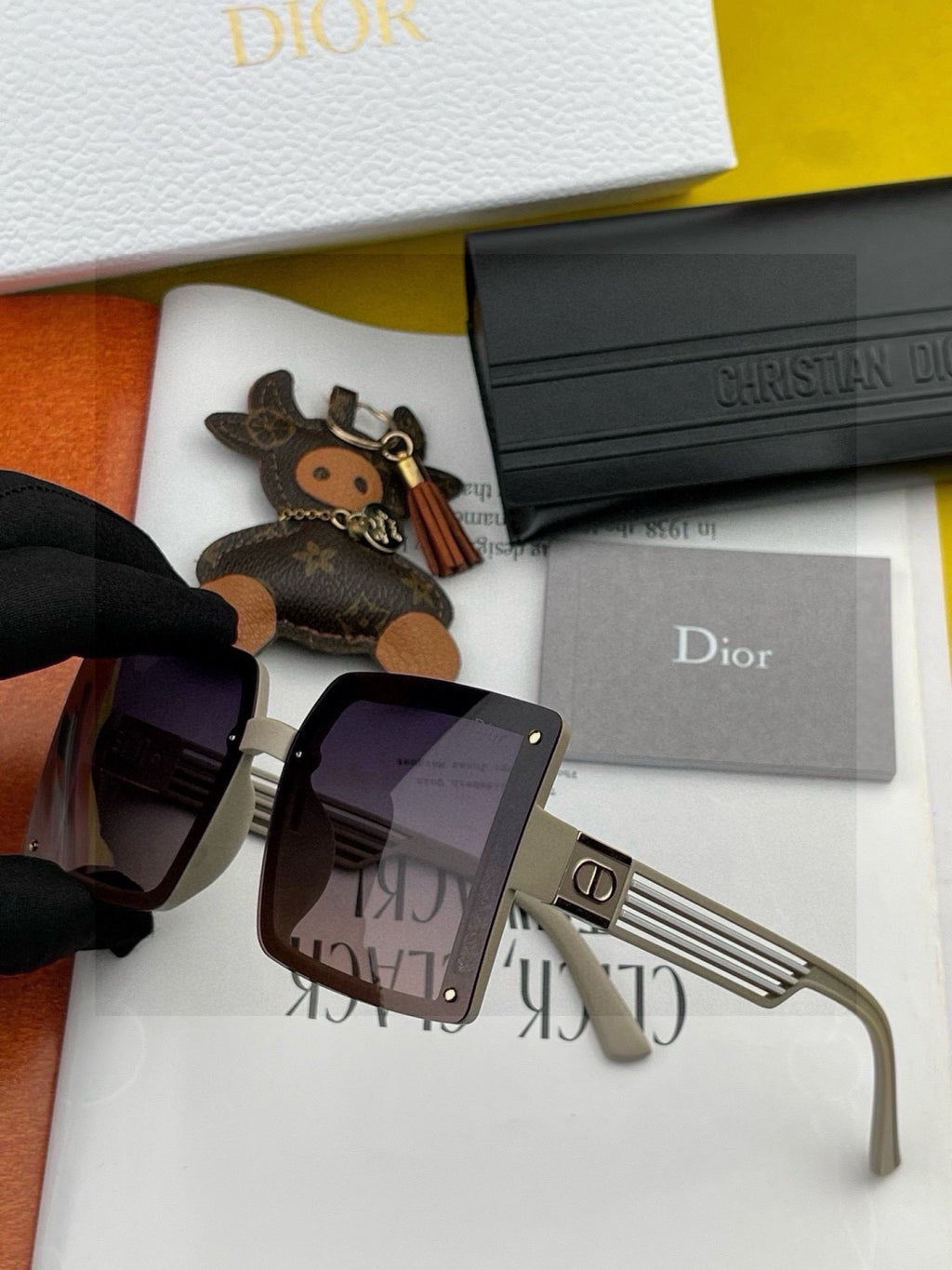 Dior D1297 Polarized Square Red Lens Sunglasses for Men & Women - detail image 2