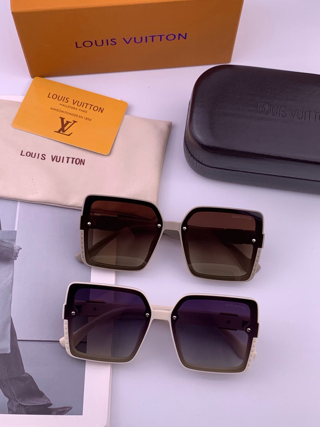 Louis Vuitton L1845 Polarized Square Black Lens Sunglasses for Men & Women - detail image 7
