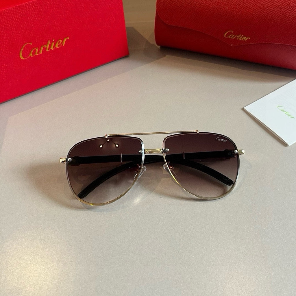 Cartier Aviator Brown Lens Sunglasses for Men - 935059 - detail image 6