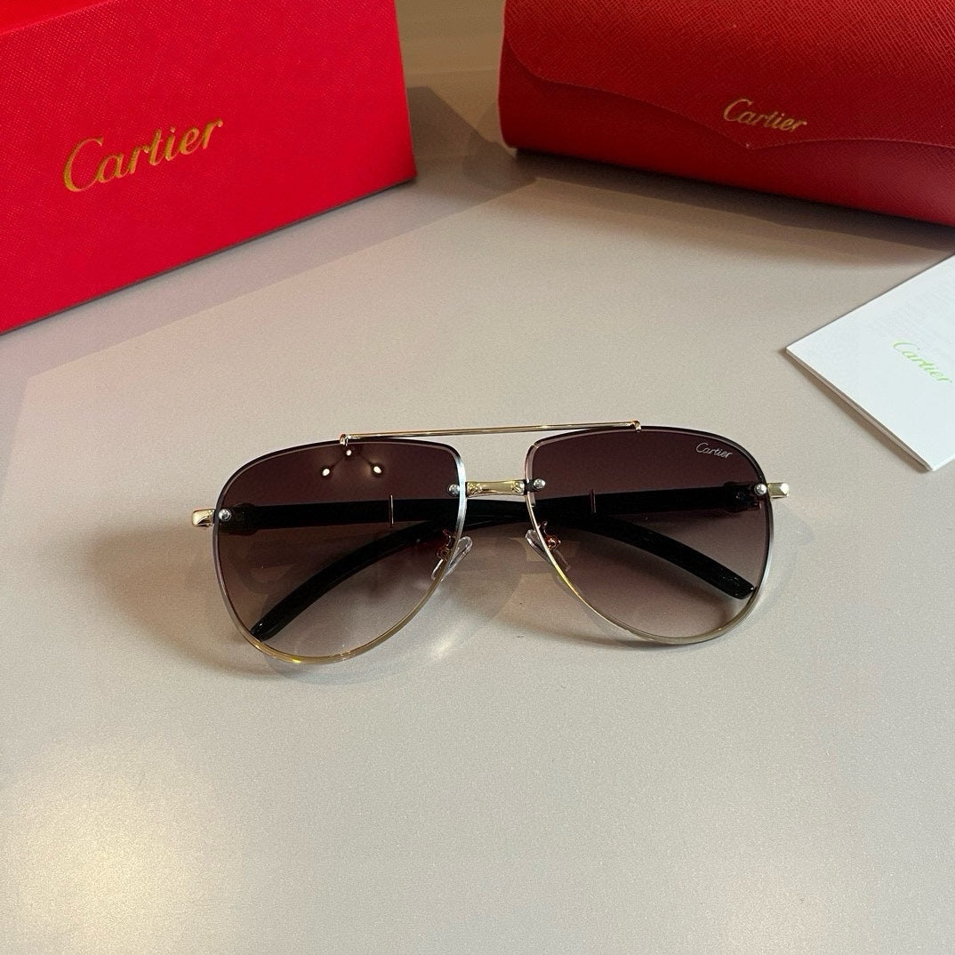 Cartier Aviator Brown Lens Sunglasses for Men - 935059 - detail image 6