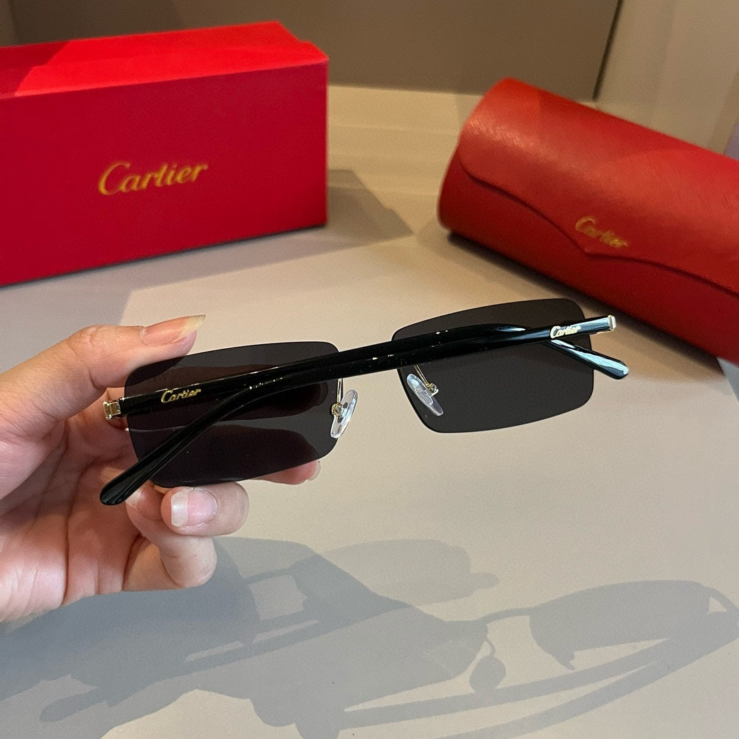 Cartier Lightweight Metal Rimless Brown Lens Sunglasses for Men & Wom - 935060 - detail image 6