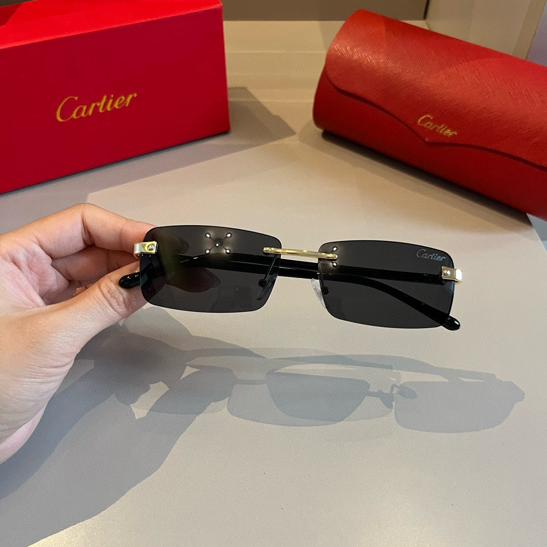 Cartier Lightweight Metal Rimless Brown Lens Sunglasses for Men & Wom - 935060 - detail image 7