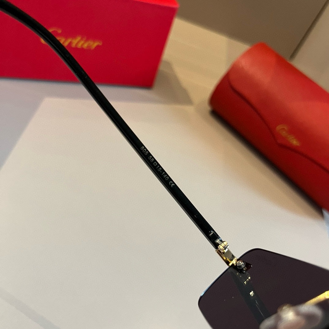 Cartier Lightweight Metal Rimless Brown Lens Sunglasses for Men & Wom - 935060 - detail image 10