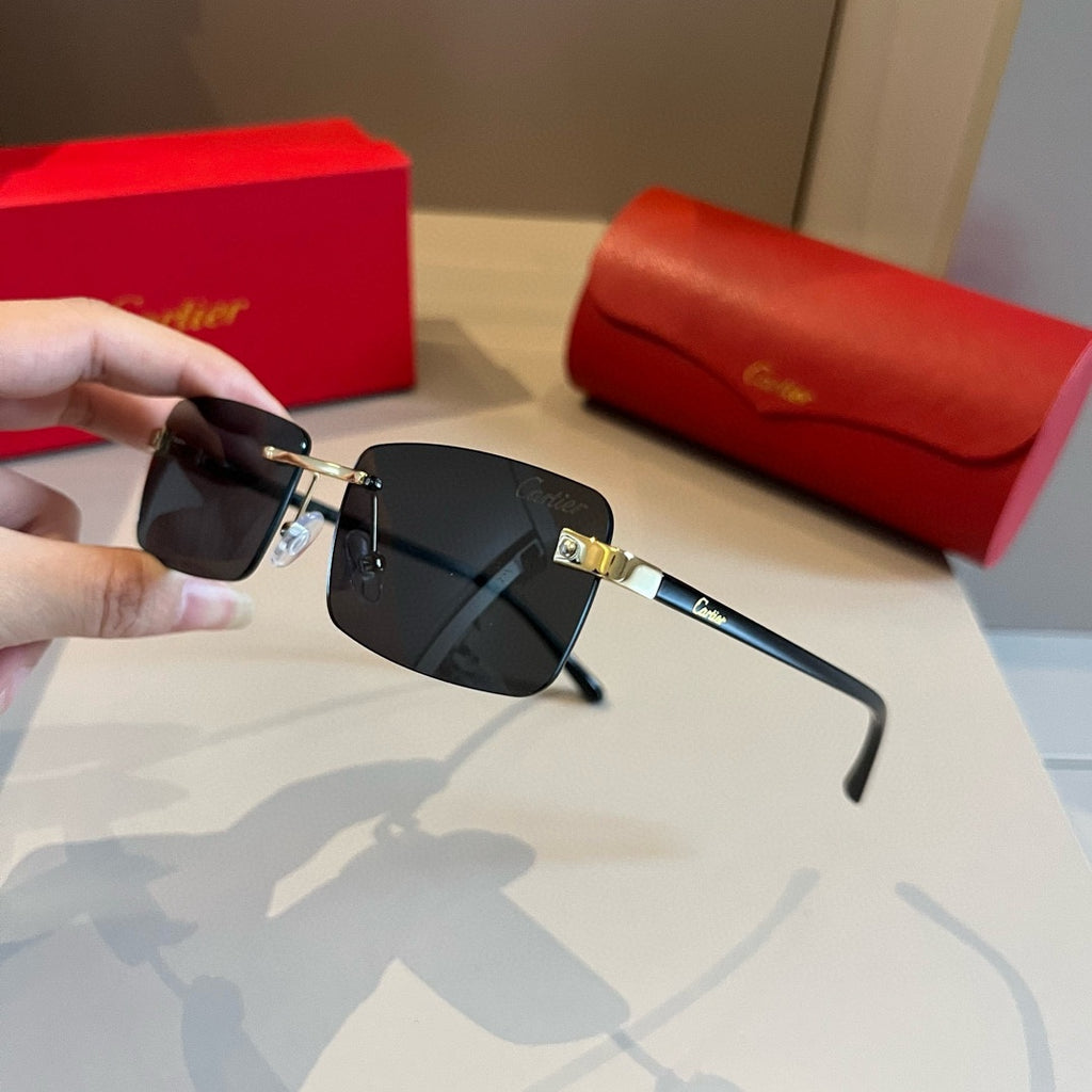 Cartier Lightweight Metal Rimless Brown Lens Sunglasses for Men & Wom - 935060 - detail image 4