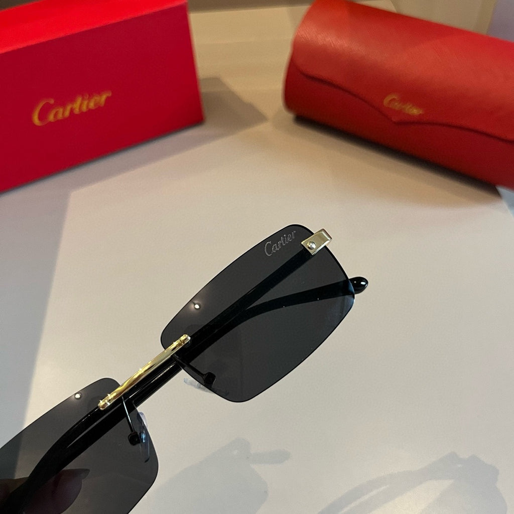 Cartier Lightweight Metal Rimless Brown Lens Sunglasses for Men & Wom - 935060 - detail image 8