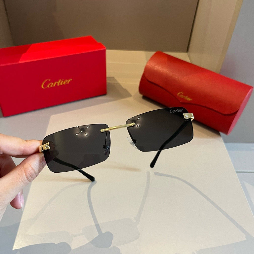 Cartier Lightweight Metal Rimless Brown Lens Sunglasses for Men & Wom - 935060 - detail image 5