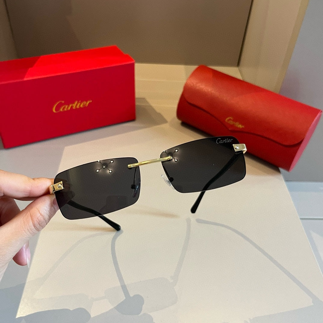 Cartier Lightweight Metal Rimless Brown Lens Sunglasses for Men & Wom - 935060 - detail image 5