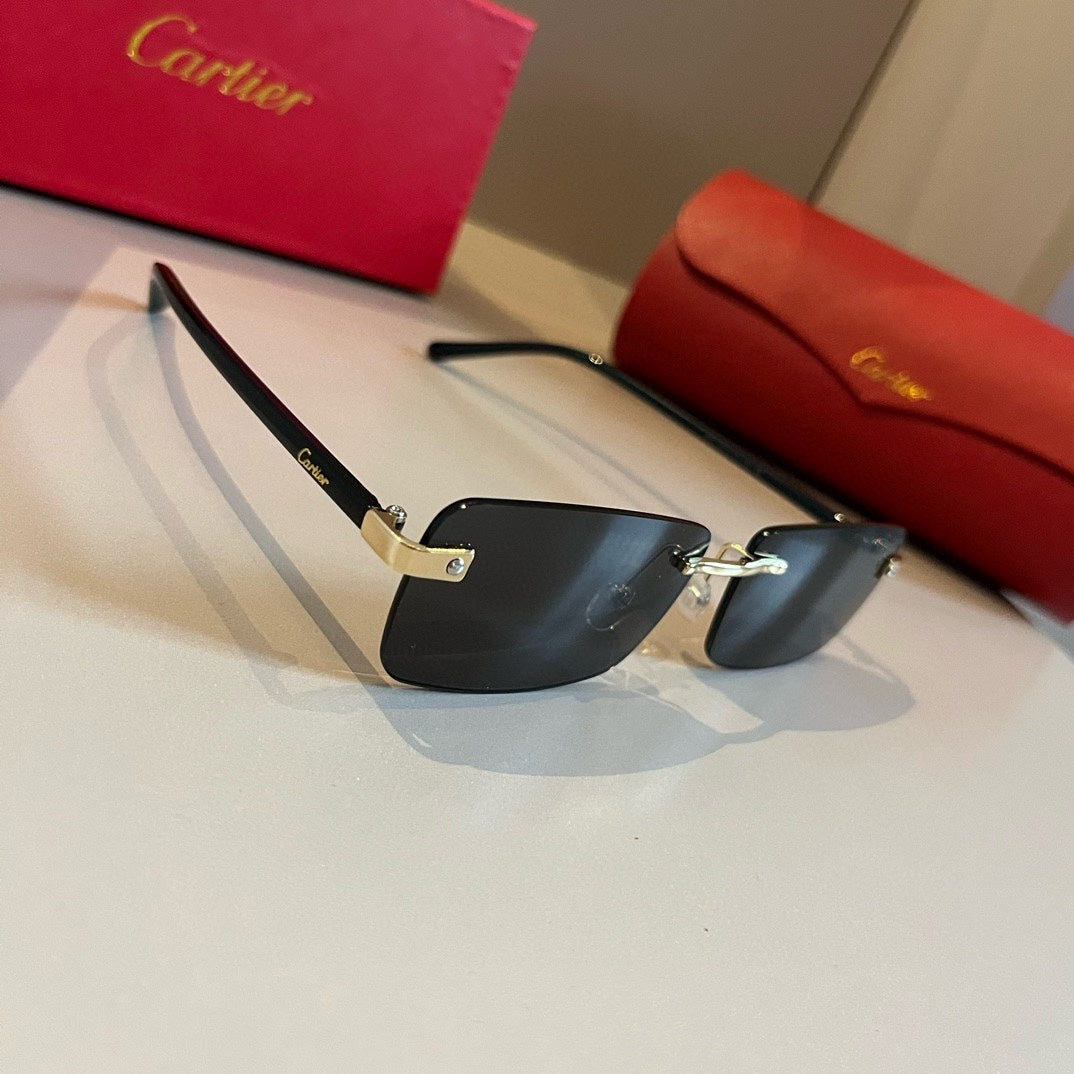 Cartier Lightweight Metal Rimless Brown Lens Sunglasses for Men & Wom - 935060