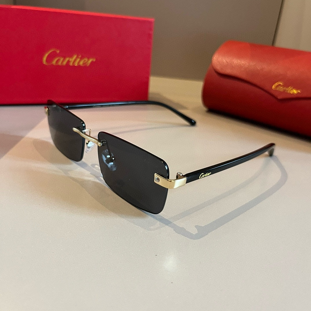 Cartier Lightweight Metal Rimless Brown Lens Sunglasses for Men & Wom - 935060 - detail image 3
