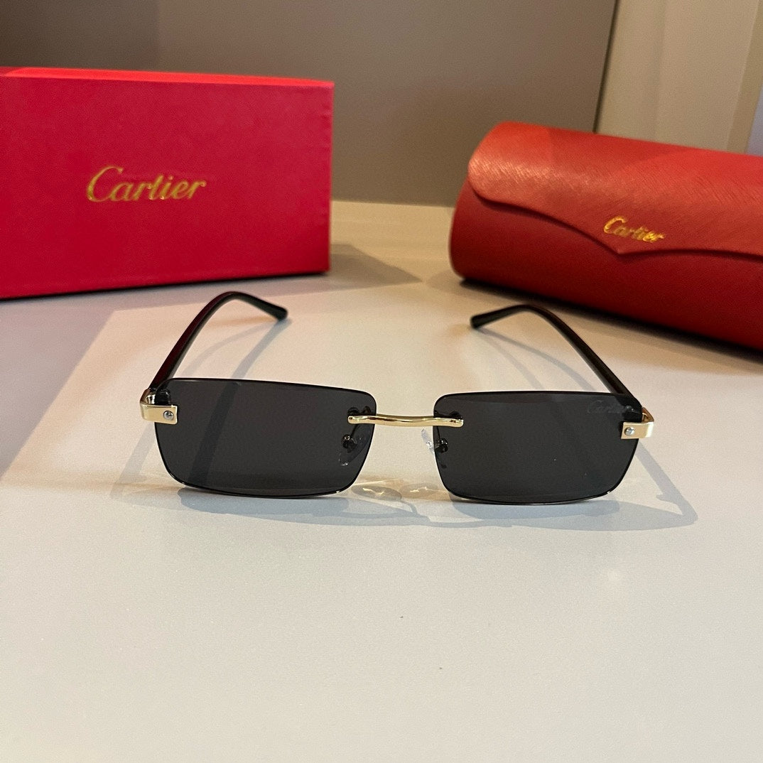 Cartier Lightweight Metal Rimless Brown Lens Sunglasses for Men & Wom - 935060 - detail image 2