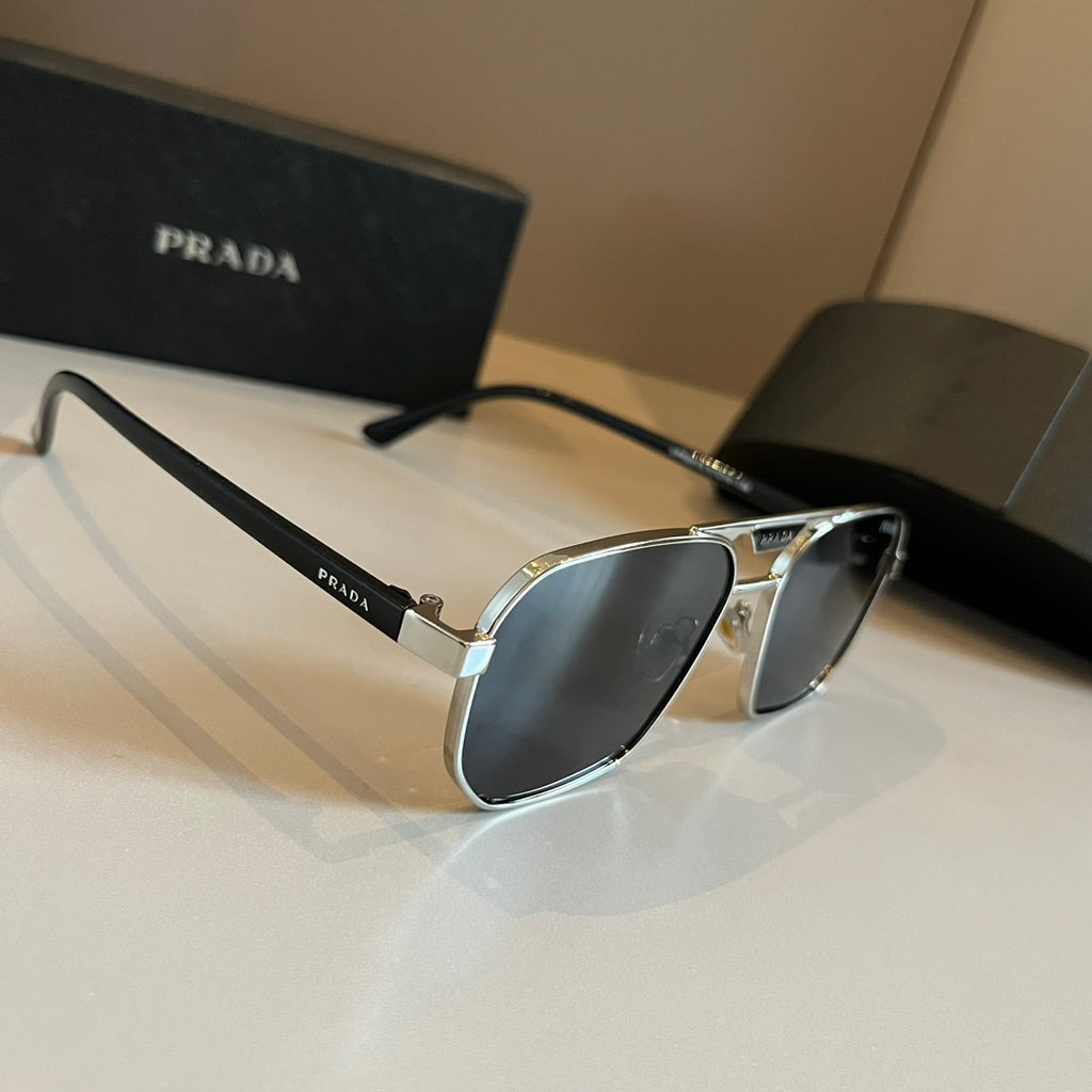 Prada Polarized Fashion Silver Lens Sunglasses for Men - 998136