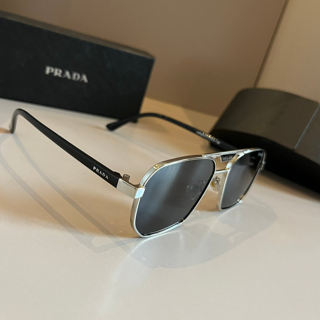 Prada Polarized Fashion Silver Lens Sunglasses for Men - 998136