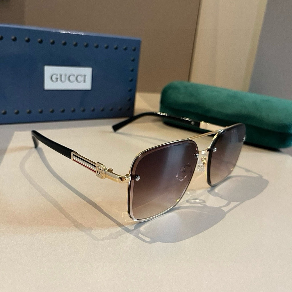 Gucci Metal Aviator Brown Lens Sunglasses for Men & Women - 997680