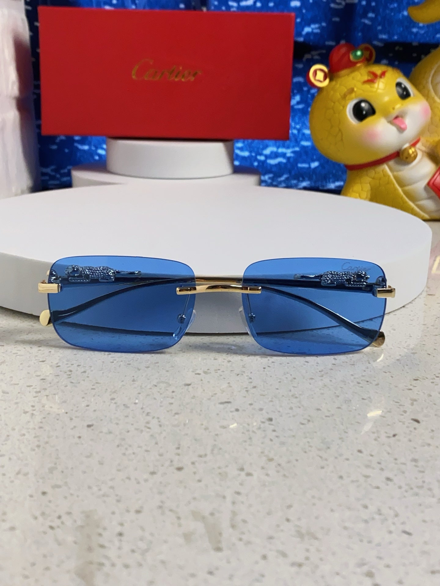 Cartier Fashion Blue Lens Sunglasses for Men & Women - 382742 - detail image 9