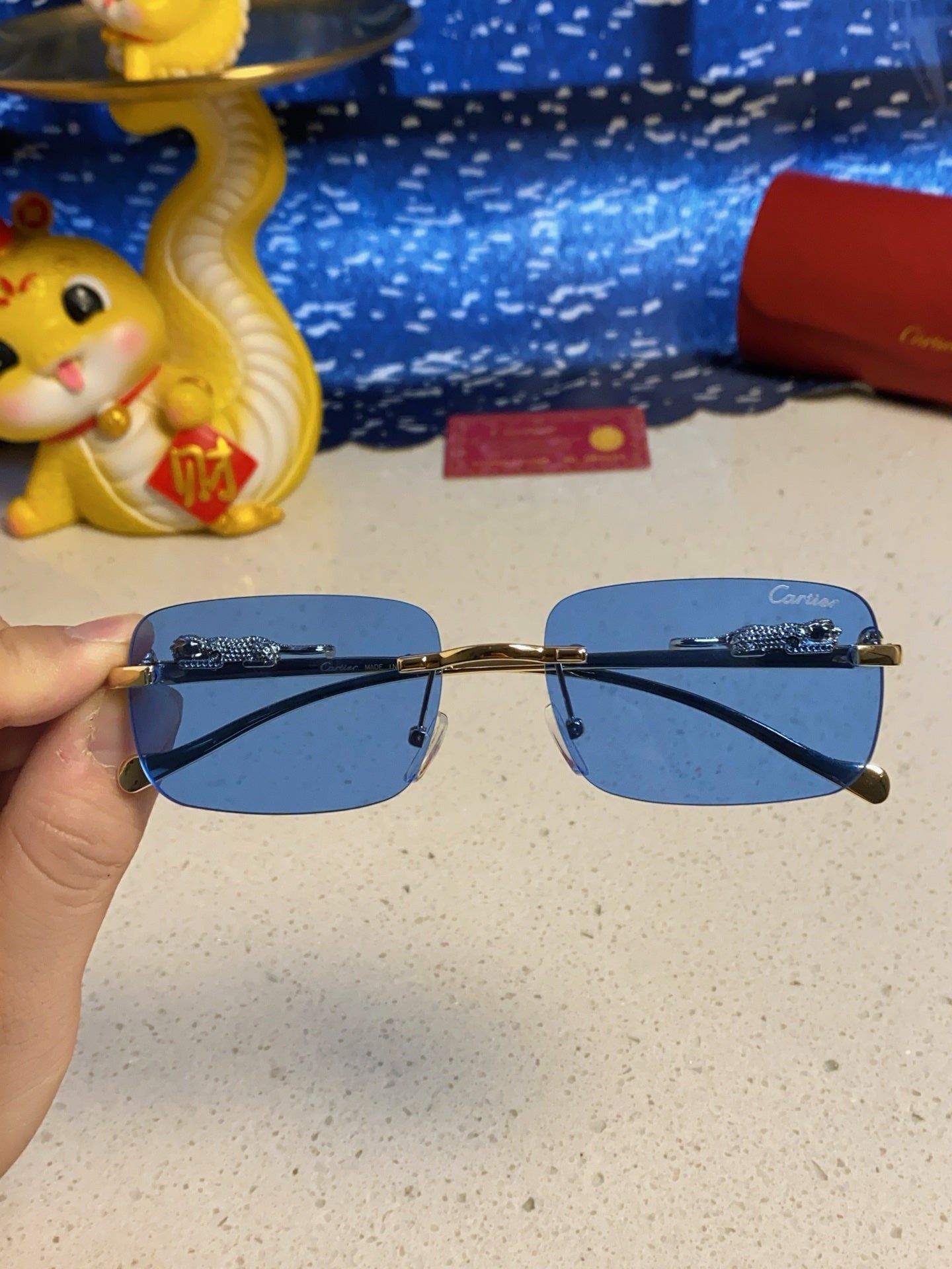 Cartier Fashion Blue Lens Sunglasses for Men & Women - 382742 - detail image 4