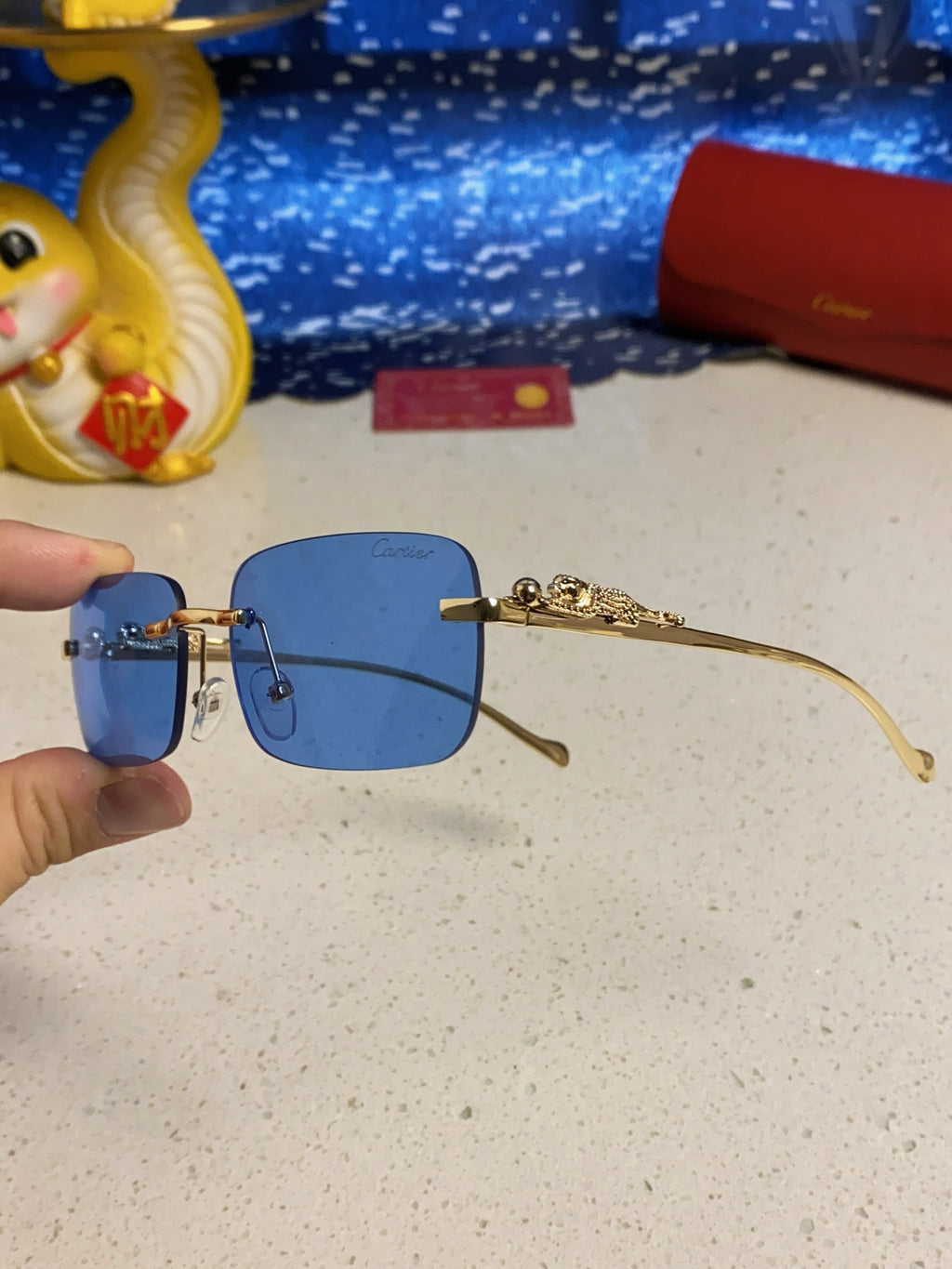 Cartier Fashion Blue Lens Sunglasses for Men & Women - 382742 - detail image 6