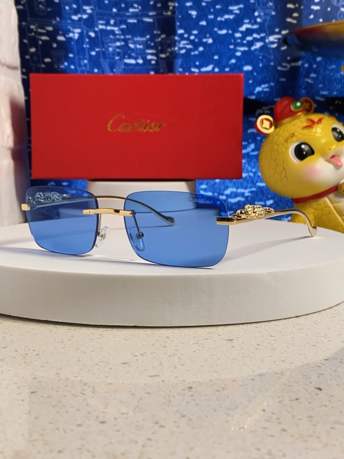Cartier Fashion Blue Lens Sunglasses for Men & Women - 382742