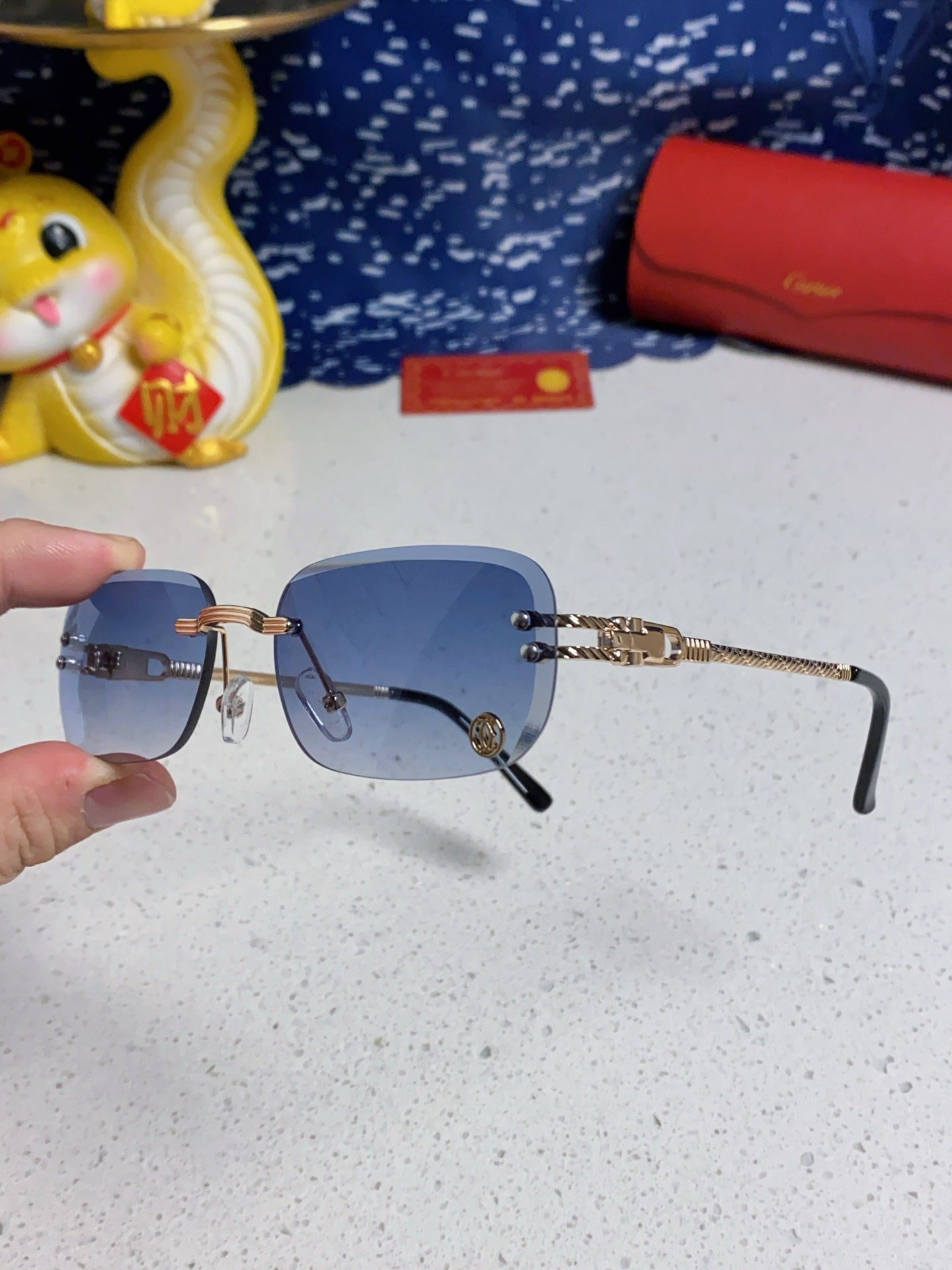 Cartier Fashion Blue Lens Sunglasses for Men & Women - 382782 - detail image 6