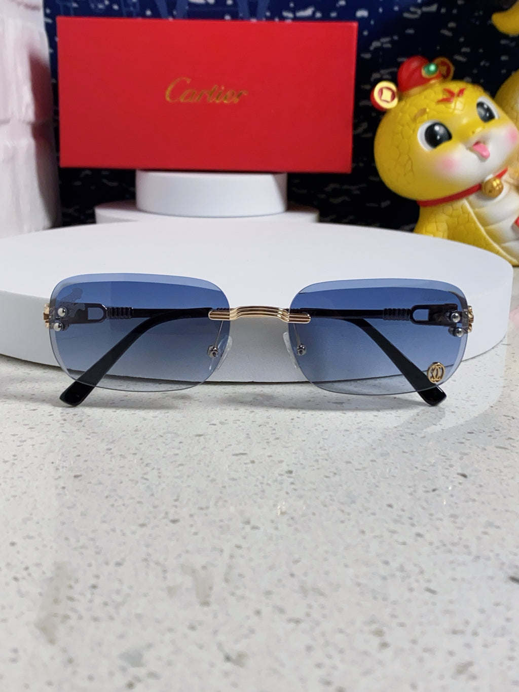 Cartier Fashion Blue Lens Sunglasses for Men & Women - 382782 - detail image 8