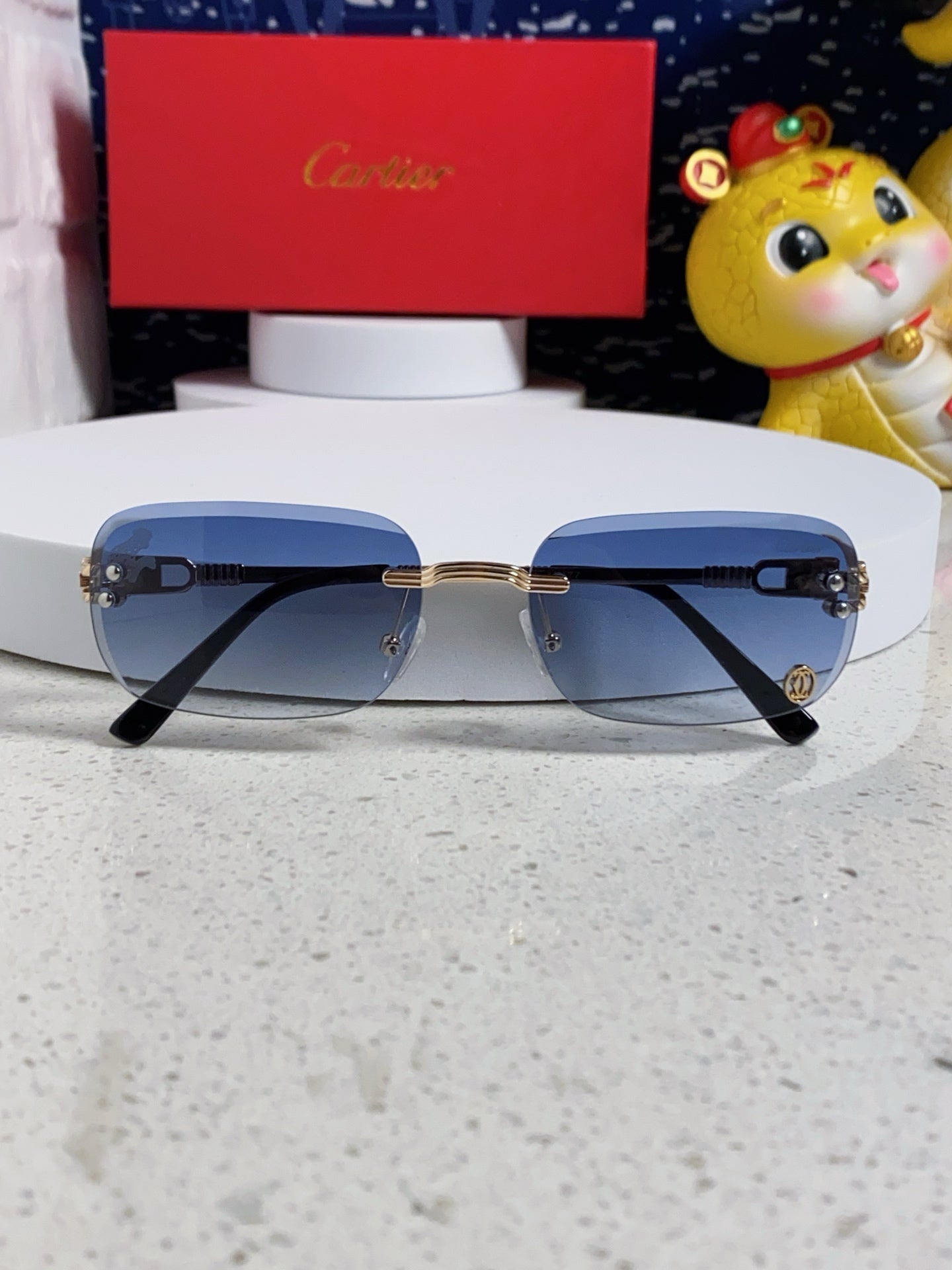 Cartier Fashion Blue Lens Sunglasses for Men & Women - 382782 - detail image 8