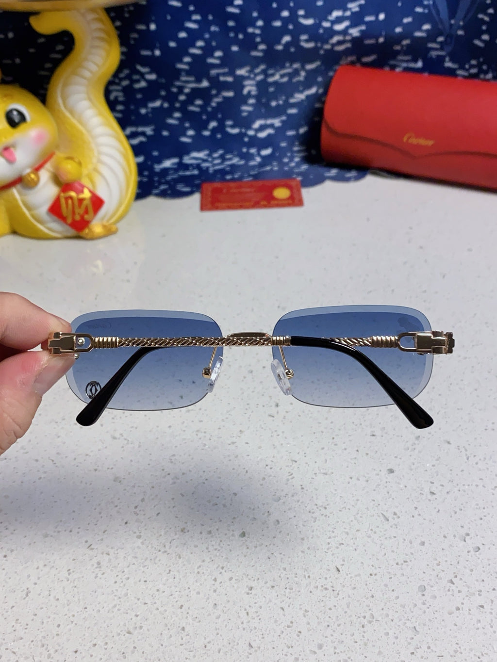 Cartier Fashion Blue Lens Sunglasses for Men & Women - 382782 - detail image 5