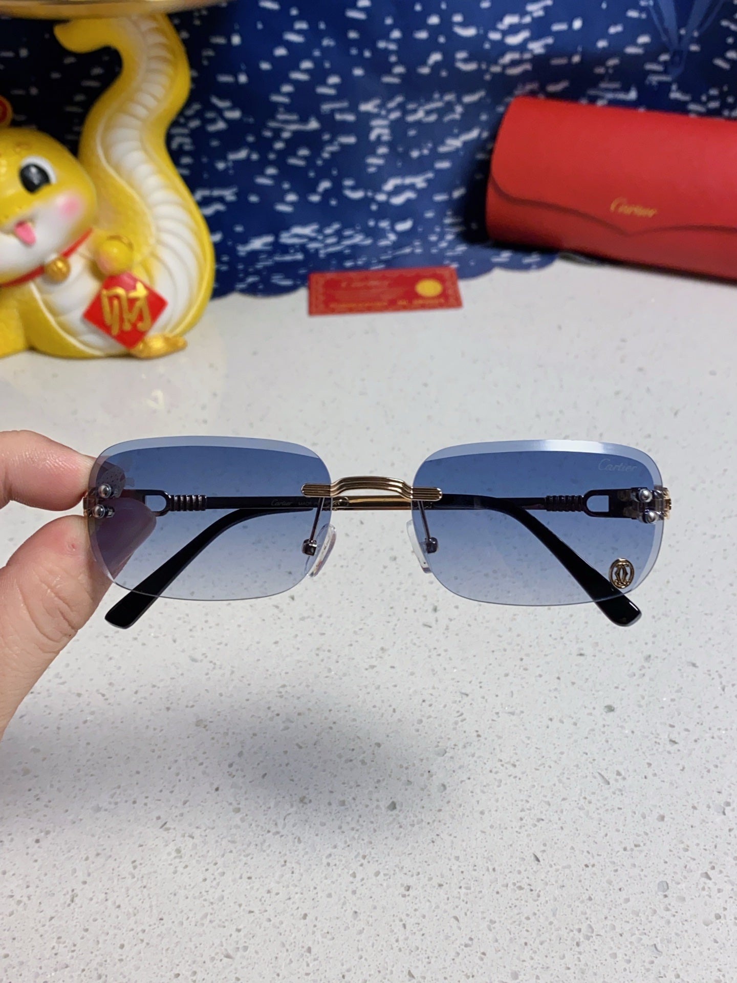 Cartier Fashion Blue Lens Sunglasses for Men & Women - 382782 - detail image 4