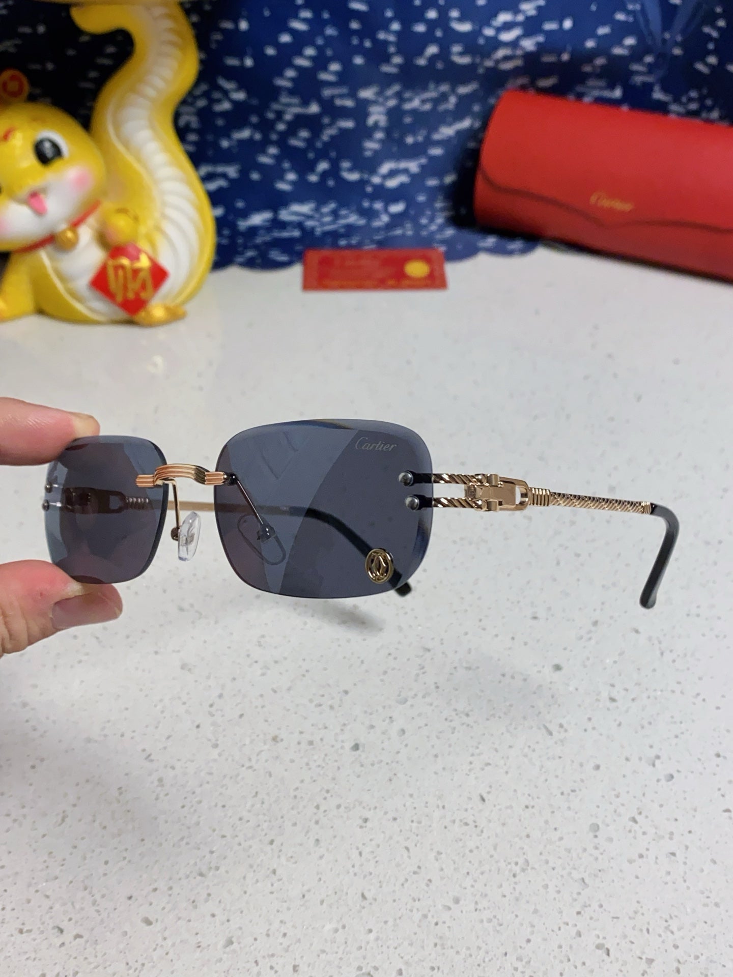 Cartier Fashion Blue Lens Sunglasses for Men & Women - 382784 - detail image 6