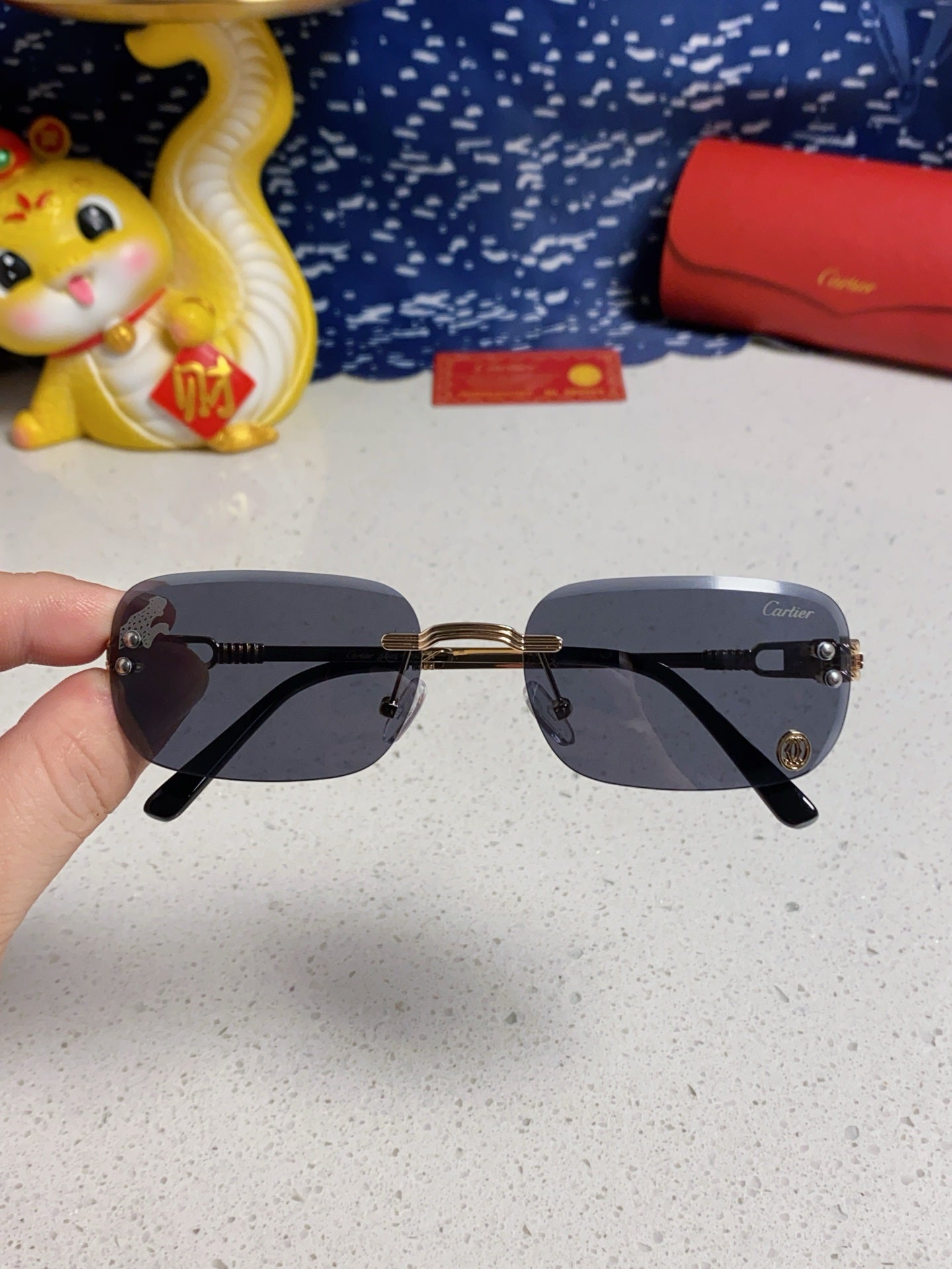 Cartier Fashion Blue Lens Sunglasses for Men & Women - 382784 - detail image 4