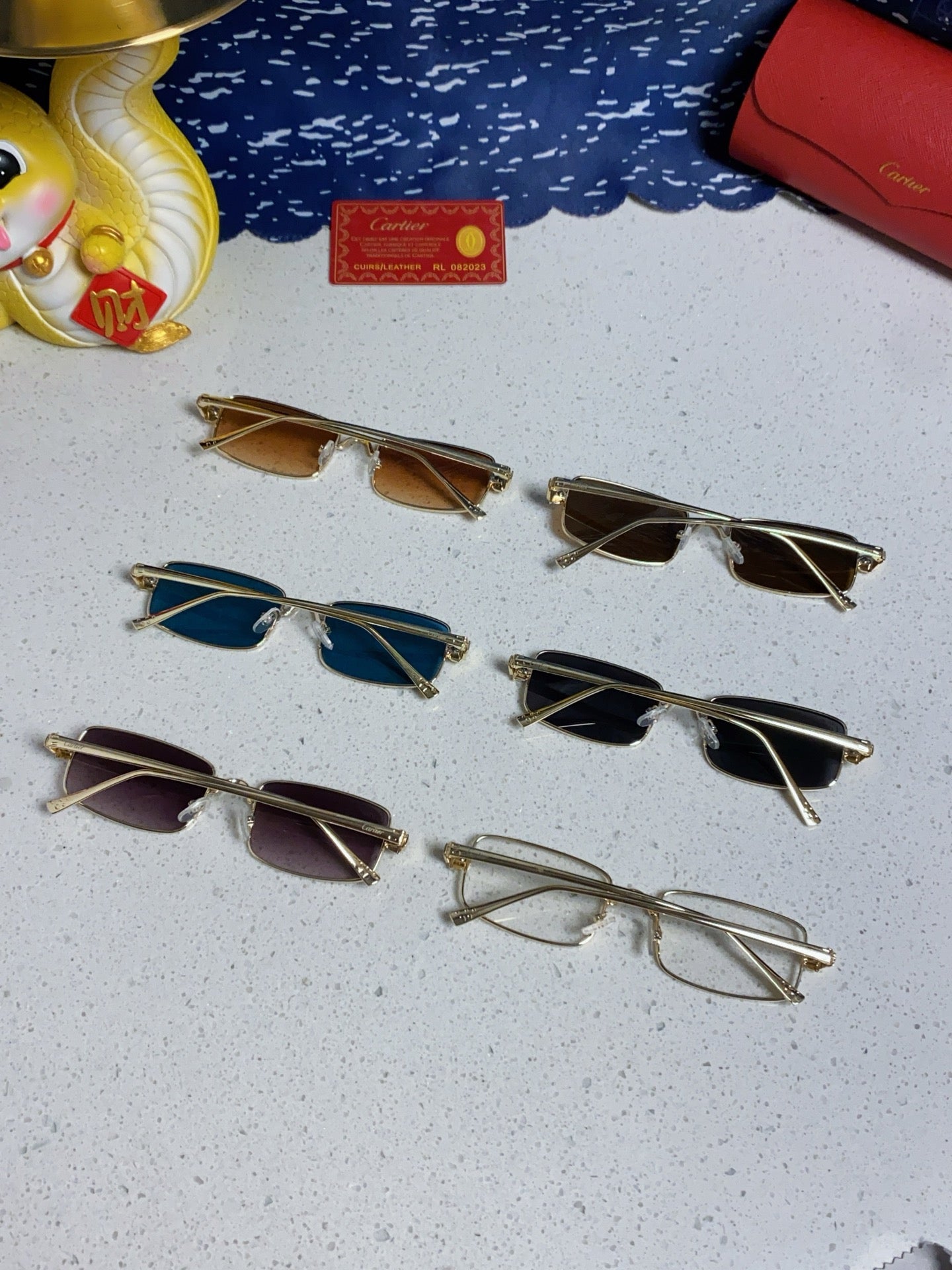 Cartier CT0473S Metal Square Red Lens Sunglasses for Men & Women - detail image 11