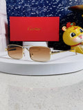 Cartier CT0473S Metal Square Orange Lens Sunglasses for Men & Women