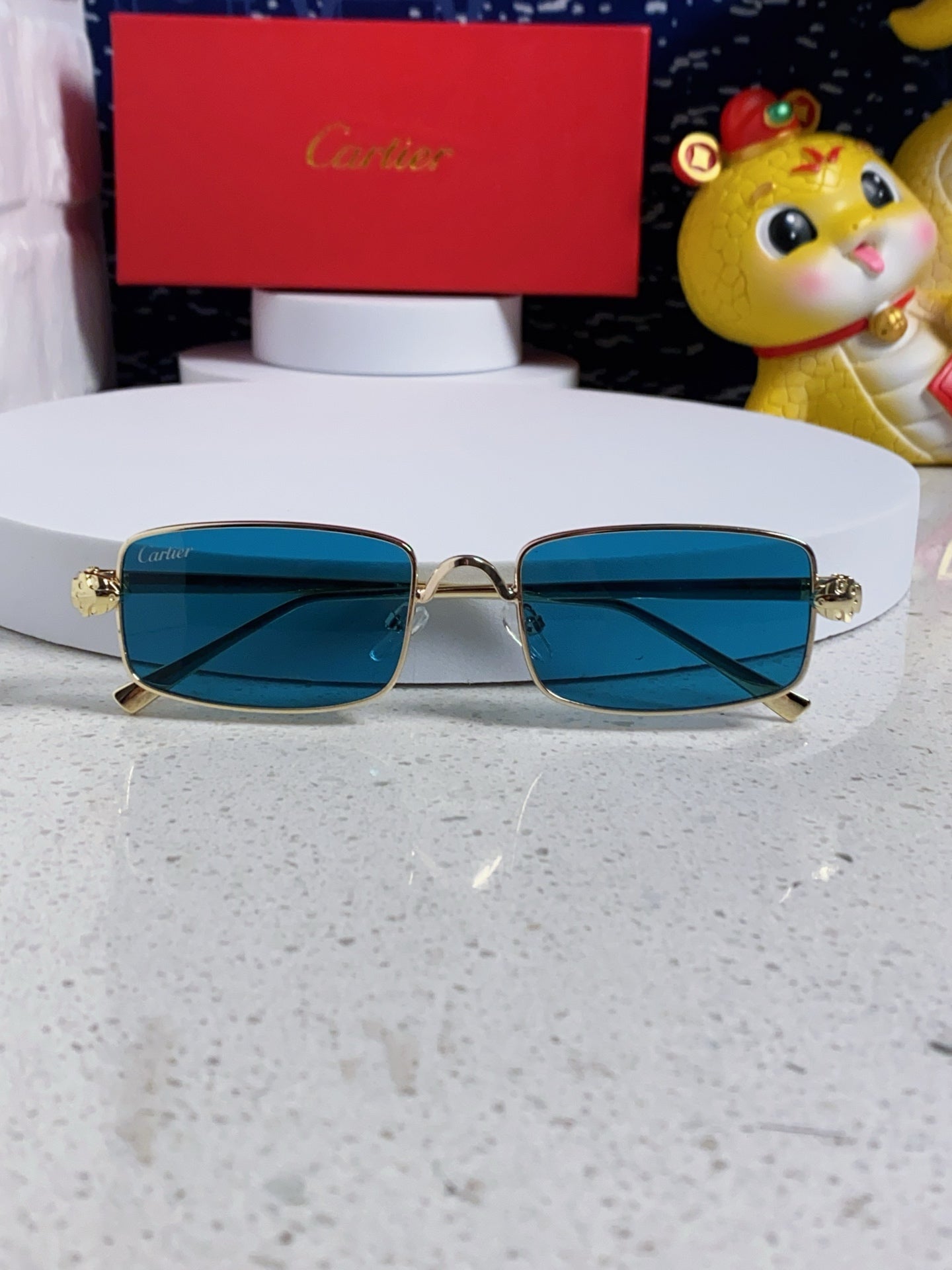 Cartier CT0473S Metal Square Blue Lens Sunglasses for Men & Women - detail image 8