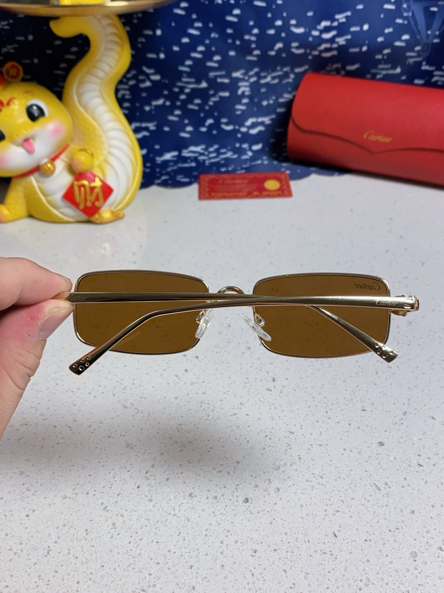 Cartier CT0473S Metal Square Brown Lens Sunglasses for Men & Women - detail image 5
