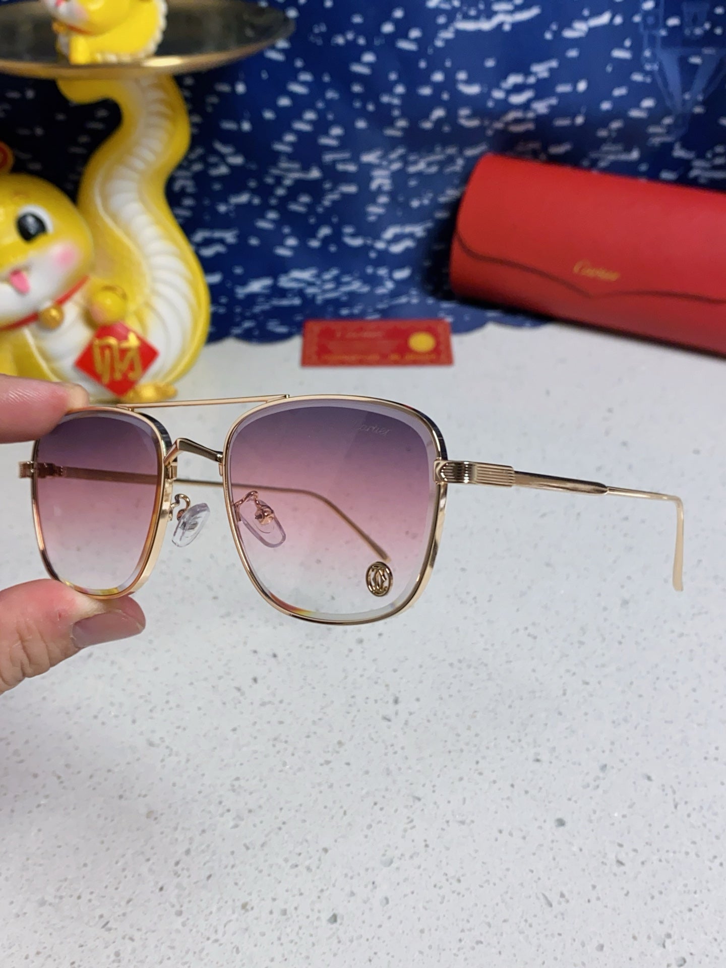 Cartier Aviator Silver Lens Sunglasses for Men & Women - 382786 - detail image 6