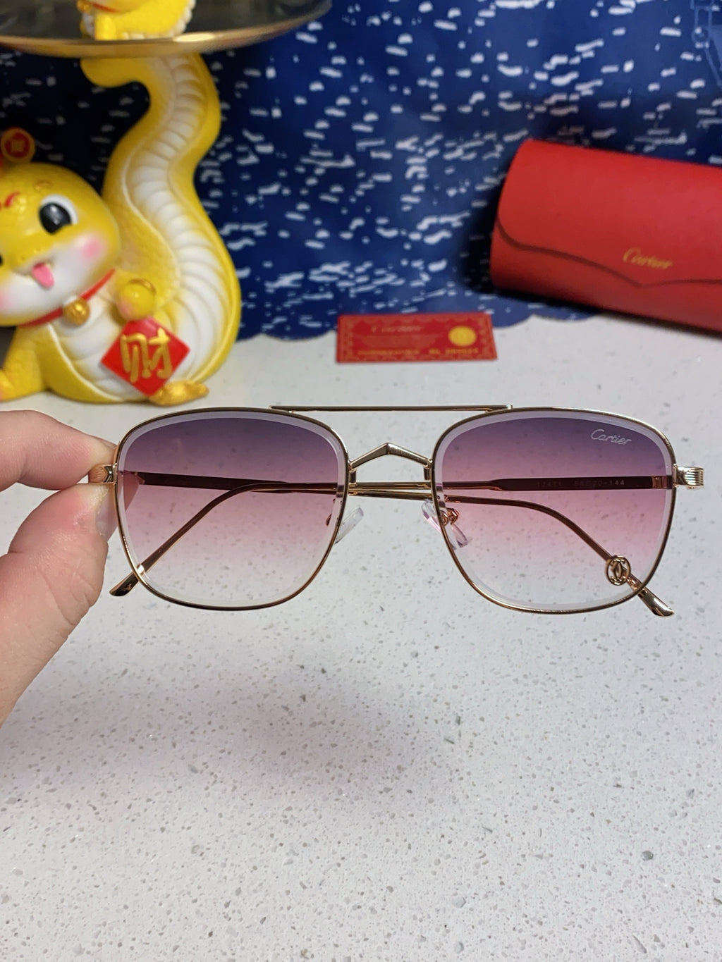 Cartier Aviator Silver Lens Sunglasses for Men & Women - 382786 - detail image 4