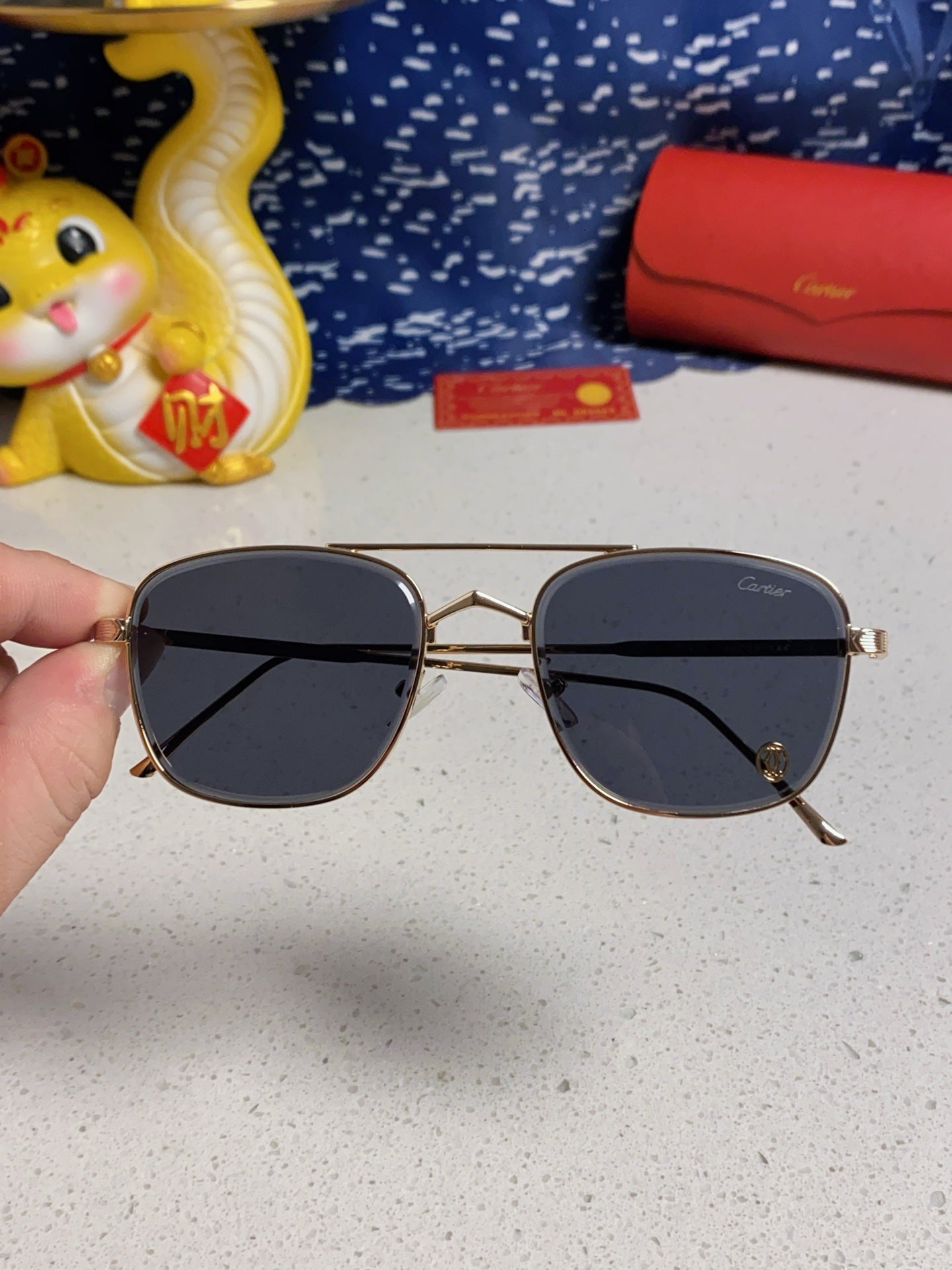 Cartier Aviator Blue Lens Sunglasses for Men & Women - 382790 - detail image 4