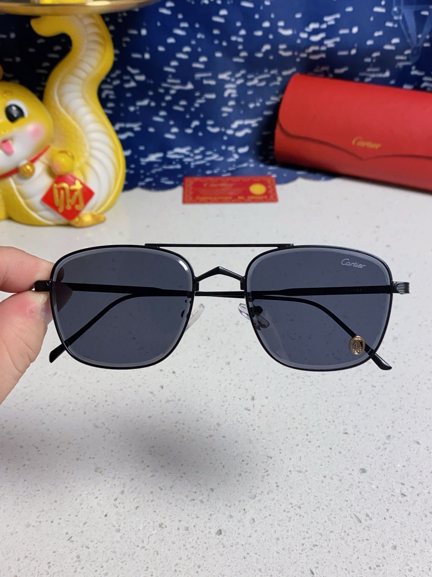 Cartier Aviator Blue Lens Sunglasses for Men & Women - detail image 4