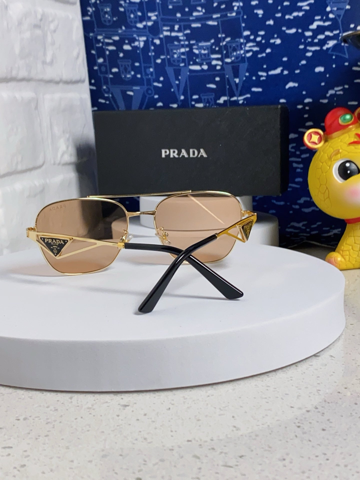 Prada Metal Fashion Gold Lens Sunglasses for Men & Women - detail image 3