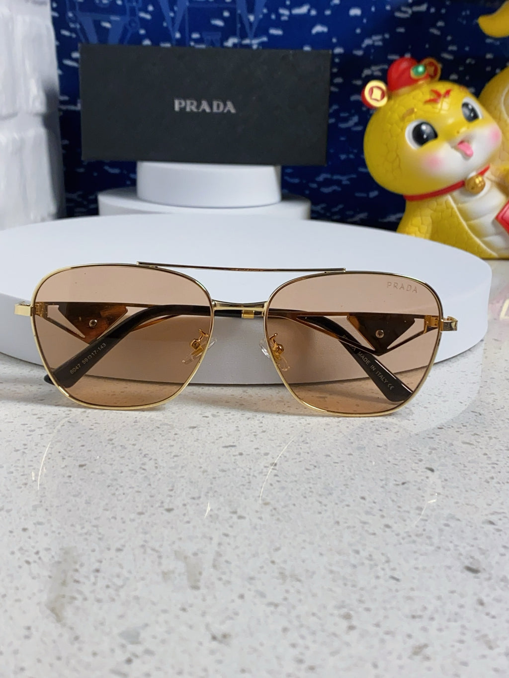 Prada Metal Fashion Gold Lens Sunglasses for Men & Women - detail image 8