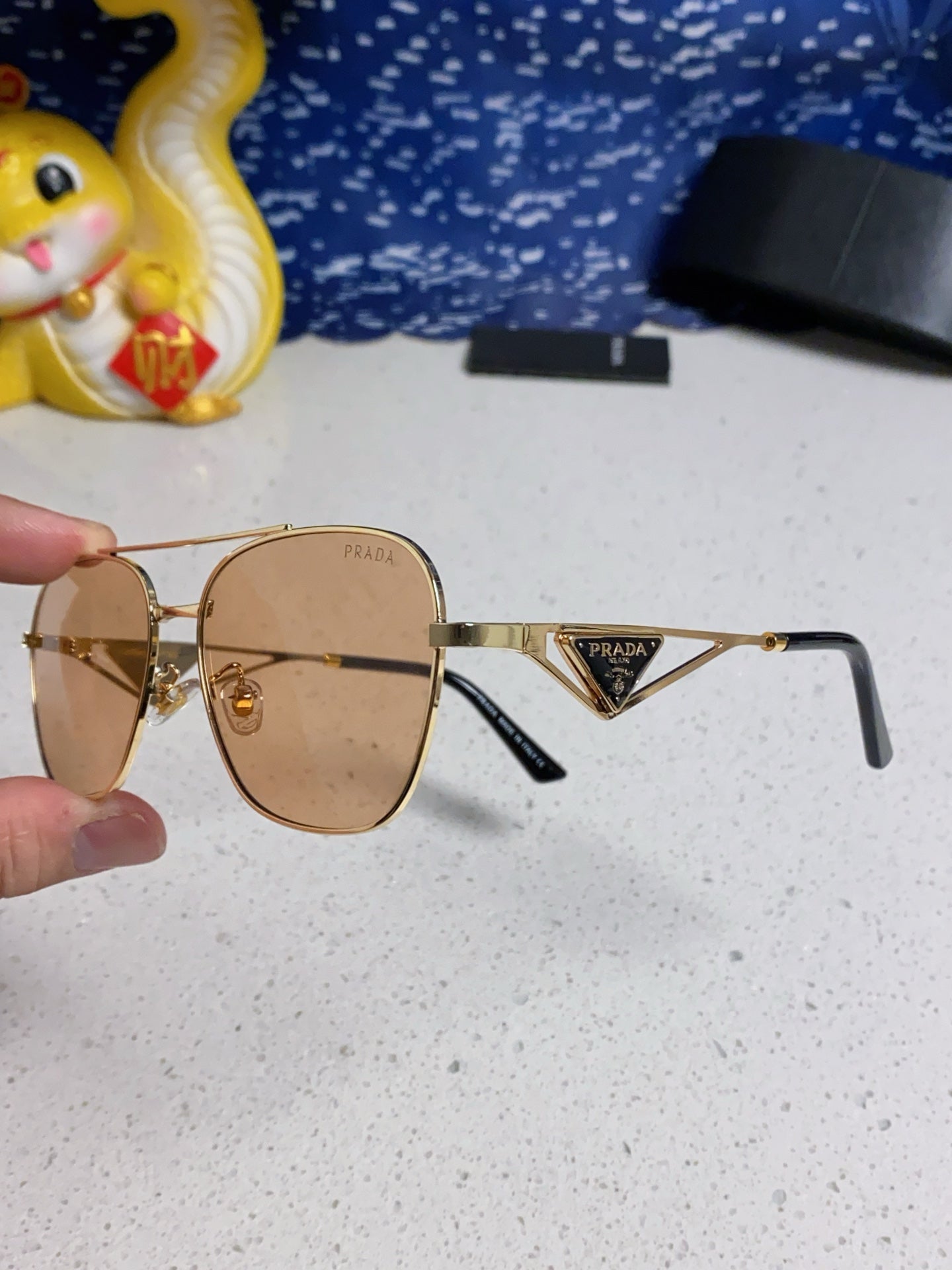 Prada Metal Fashion Gold Lens Sunglasses for Men & Women - detail image 6
