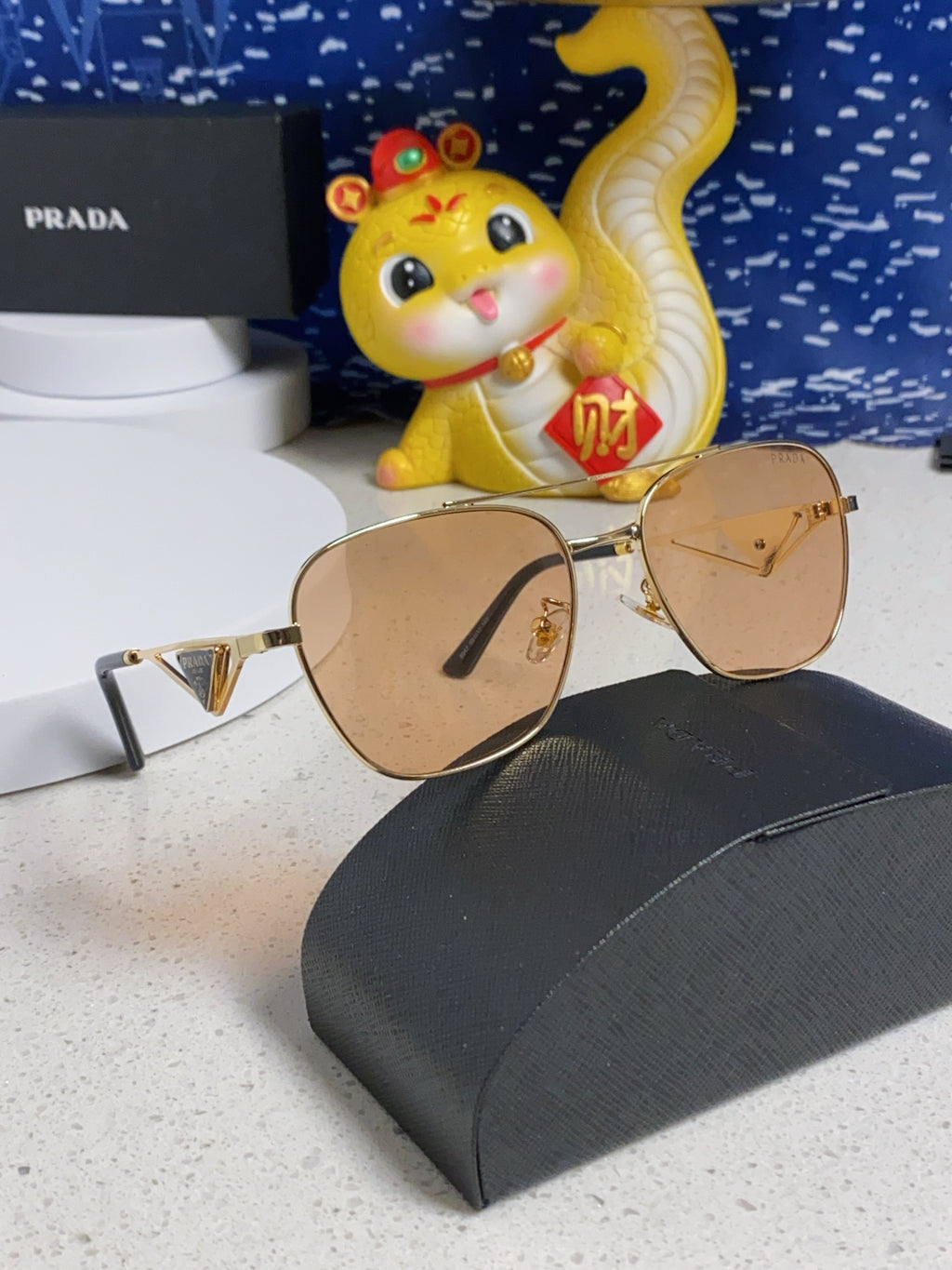 Prada Metal Fashion Gold Lens Sunglasses for Men & Women - detail image 9